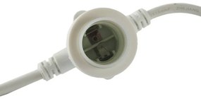 DECOLED Svetelná girlanda pre žiarovky s päticou E27 - 10 m, 10 objímok, IP67, biely kábel