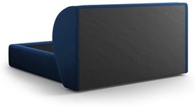 Čalúnená posteľ milany s úložným priestorom 200 x 200 cm zamat modrá MUZZA