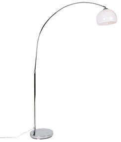 Moderná oblúková lampa chrómová s bielym tienidlom - Arc Basic