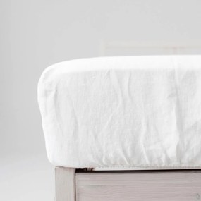 Biela napínacia plachta s prímesou ľanu 180x200 cm – Linen Tales