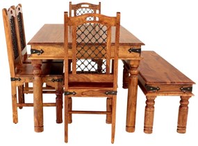 furniture-nabytek.cz - Jedálenský set s lavicou pre 6 osôb z masívneho palisandrového dreva