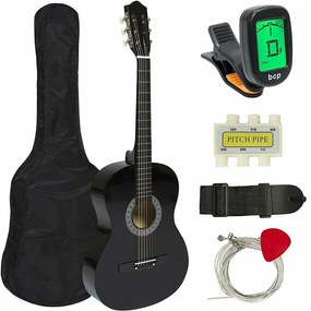 Akustický gitarový set pre začiatočníkov s ladičkou navyše, 2 farebné prevedenia, čierny