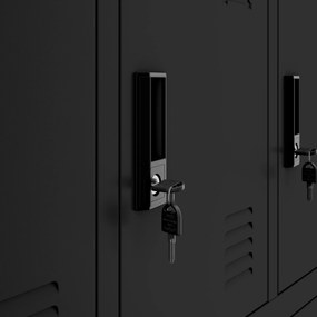 Kovová BHP raňajková skrinka MARCIN, 900 x 1850 x 400 mm, čierna