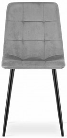 Svetlosivá zamatová stolička KARA s čiernymi nohami