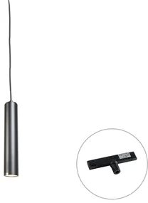 Dizajnové závesné svietidlo čierne vrátane adaptéra na koľajnicu 1-fázové - Slimline Tuba Small