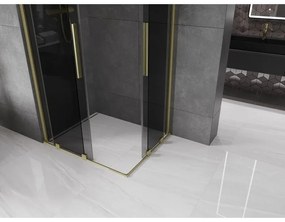 Mexen Velar Duo, sprchový kút s posuvnými dverami 90 x 80 cm, 8mm šedé sklo, zlatá matná, 871-090-080-42-55