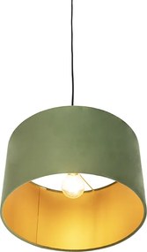 Závesné svietidlo s tienidlom z zamatu zelená so zlatom 35 cm - Combi