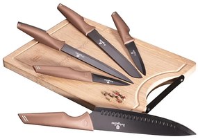 BERLINGERHAUS BH-2707 sada kuchynských nožov s doskou na krájanie 6 dielna Rose Gold