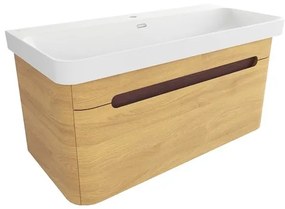 Kúpeľňová skrinka s umývadlom SAT Fusion 97,5x43x45 cm dub medový mat SATFUSION100DMMW, 1 ks