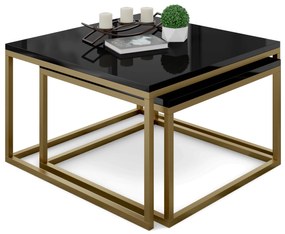 Dizajnový konferenčný stolík  2v1 Felix, čierny lesk + zlatá