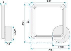 Toolight Toolight, LED nástenné svietidlo, 7W, 3000K, 1000 lm, LHJ125-W, chrómová, OSW-03280