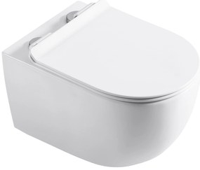 Cerano Felci, závesná WC misa Rimless 525x360x355 mm + UF toaletné sedátko, biela lesklá, CER-CER-417377