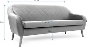 3-miestna staroružová pohovka CORANTI VELVET