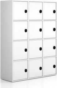 Kancelárska skriňa FRAME, 12x dvere, 1299 x 450 x 1735 mm, kódový zámok, biela