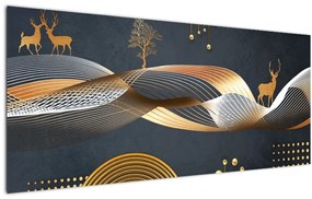 Obraz - Grafika s jeleňom (120x50 cm)