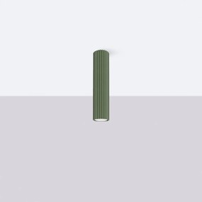 Stropné svietidlo Karbon, 1x olivovo zelené kovové tienidlo, (30 cm)