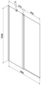 Mexen Flip, vaňová zástena 1-krídlová 80 x 150 cm, otočné krídlo, 6 mm námraza sklo, zlatý profil, 894-080-101-50-30
