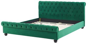Zamatová vodná posteľ 160 x 200 cm zelená AVALLON Beliani