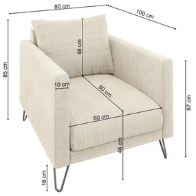 Krémové ženilkové kreslo Freya – Ropez