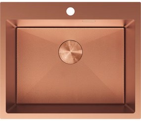 Mexen Solix, 1-komorový nerezový drez 600 x 500 mm, brúsená meď, vzor voština, 6408601000-65HC