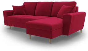 Červená zamatová rozkladacia/s úložným priestorom rohová pohovka Kyoto – Cosmopolitan Design