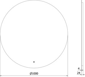 Mexen Erg, okrúhle LED podsvietené kúpeľňové zrkadlo 100 cm, 6000K, vykurovacia podložka proti zahmlievaniu, 9823-100-100-611-00