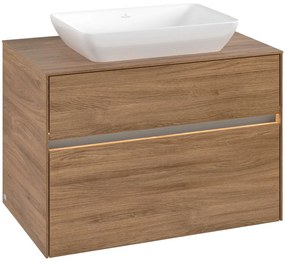 VILLEROY &amp; BOCH Collaro závesná skrinka pod umývadlo na dosku (umývadlo v strede), 2 zásuvky, s LED osvetlením, 800 x 500 x 548 mm, Oak Kansas, C108B0RH