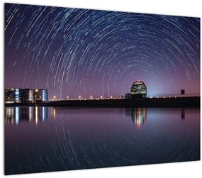 Sklenený obraz nočnej oblohy s hviezdami (70x50 cm)