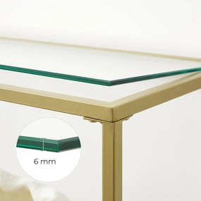 VASAGLE Konzolový stolík sklenený číry zlatý
