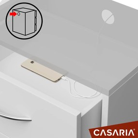 Casaria Nočný stolík ELOISE s podsvietením, 54x39x28cm, biela