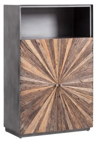 furniture-nabytek.cz - Masívna komoda Highboard Derby z recyklovaného dreva a kovu, lakovaná, šedá – 90×45×145 cm