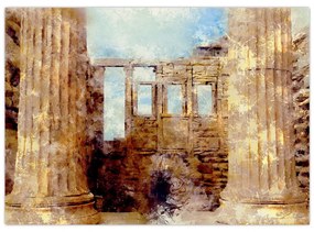 Sklenený obraz - Érechthéion, Atény, Grécko (70x50 cm)