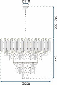 Toolight Toolight, stropná závesná krištáľová lampa 9xE14 APP1058-CP, čierna-zlatá, OSW-04400