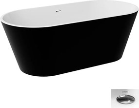 Besco Akrylátová voľne stojaca vaňa Deeva BW 150x75 (160x75, 170x80, 180x80) BESCO-Typ výpuste: Click-Clack so sitkovým prepadom, čierna matná, BESCO…