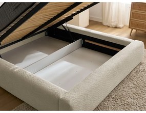 Béžová čalúnená dvojlôžková posteľ s úložným priestorom s roštom 180x200 cm Orlane – Bobochic Paris