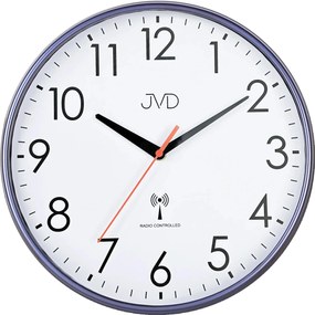Rádiom riadené tiché hodiny JVD RH502.1 (30,5 cm) – modré, plynulý chod