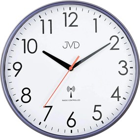 Rádiom riadené tiché hodiny JVD RH502.2 (30,5 cm) – modré, plynulý chod