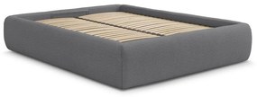Tmavosivá čalúnená dvojlôžková posteľ s úložným priestorom/bez čela s roštom 180x200 cm Inera – Bobochic Paris