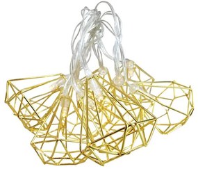 Ecolamp LED svetelná reťaz Diamond, 1,6 m, zlatá