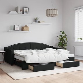Rozkladacia denná posteľ so zásuvkami čierna 80x200 cm látka 3197581