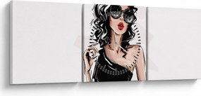 Obraz - Fashion woman (s hodinami) (90x30 cm)
