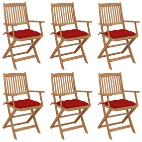 Skladacie záhradné stoličky so sedákmi 6 ks akáciový masív 3074961