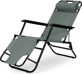 Ležadlo s opierkou hlavy, skladacia konštrukcia, sivé