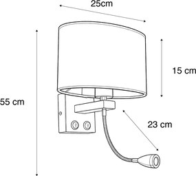 Nástenná lampa mosadz s oválnym zamatovým tienidlom zelená 25 cm - Brescia Combi