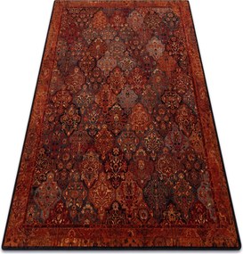 Vlnený koberec Superior Kain rubin Patchwork Arabeska Romb Ramka 200x300 cm