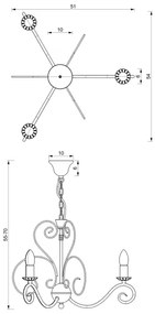 Luster na reťazi MAURO 3xE14/60W/230V