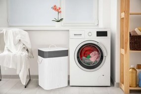 Kôš na bielizeň bambusový 80 l biely / sivý