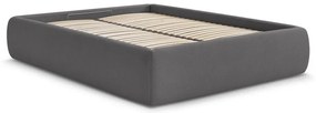 Tmavosivá čalúnená dvojlôžková posteľ s úložným priestorom/bez čela s roštom 180x200 cm Inera – Bobochic Paris