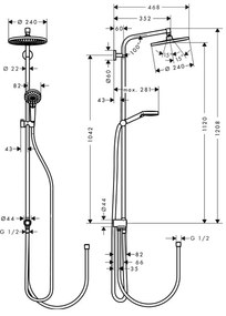 Hansgrohe Crometta S, Showerpipe 240 1jet EcoSmart 9 l/min Reno, chrómová, HAN-27270000