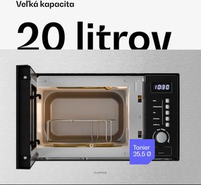 Klarstein Verosteel vstavaná mikrovlnná rúra s grilom | 800 W gril | 700 W mikrovlnka | 60 cm